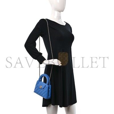 CHANEL MASTER SHINY AGED CALFSKIN QUILTED NANO KELLY SHOPPER BLUE AS4416 (19*13*7cm)